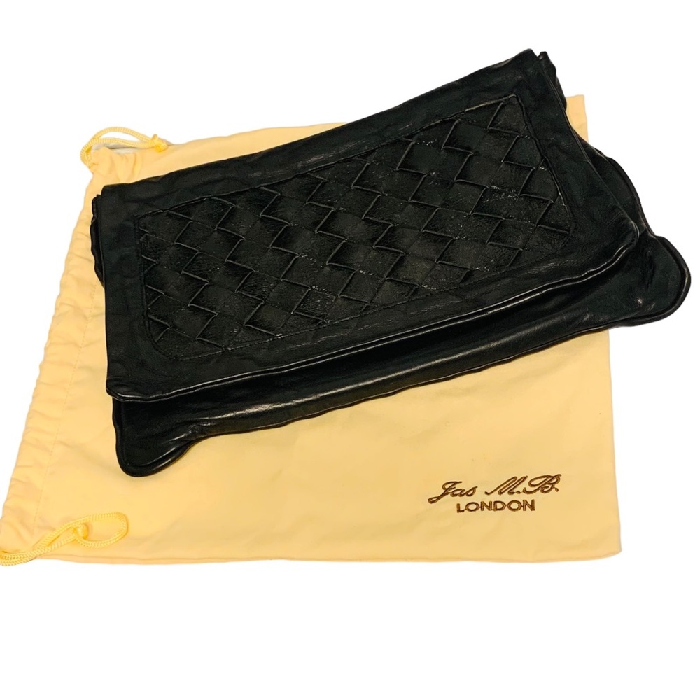 Jas MB London Woven Leather Oversized Clutch - Black - Picture 6 of 8